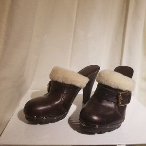 New Michael Kors mules 9 M Studded BROWN LEATHER